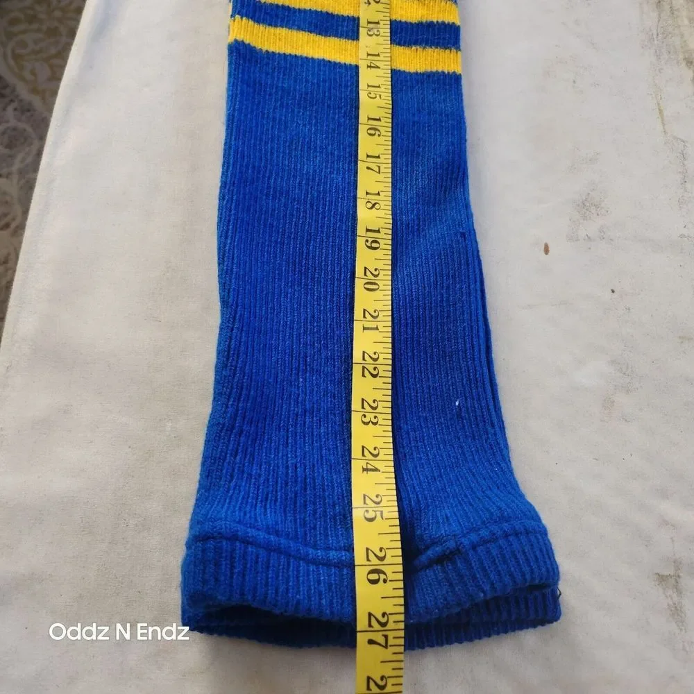 Vintage Blue &‎ Yellow Striped Knee-High Tube Socks Unisex 27